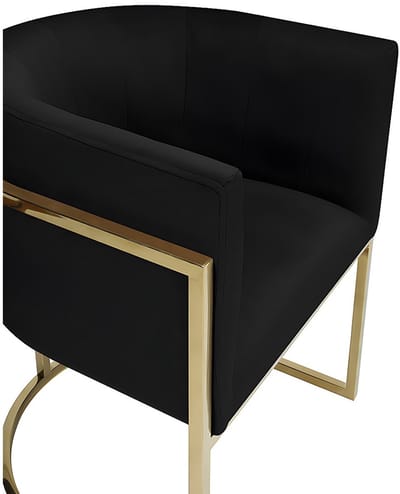 Vente-unique Set van 2 stoelen met armleuningen - Fluweel en roestvrij staal - Zwart en goudkleurig - PERIA