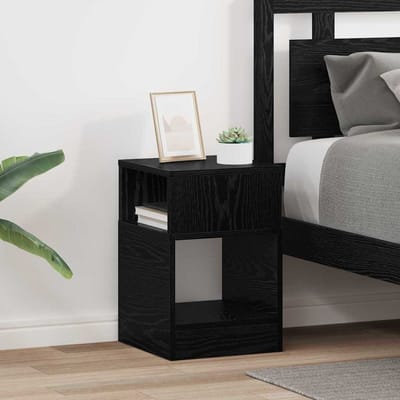 vidaXL - Bijzettafel - 2 - st - Zwart - Eiken - 30,5 - x - 30 - x - 45 - cm - Bewerkt - hout