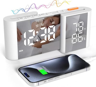 Wekker met FM Radio en LED Spiegeldisplay - USB Oplaadpoort