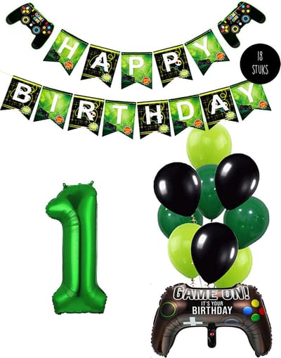 Cijfer Ballon 1 Game Videospel Verjaardag Thema - De Versiering voor de Gamers Birthday Party van Snoes