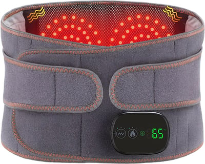longziming -Draadloze Verwarmings- en Massageriem – 3 Verwarmings- & 3 Massagemodi – Oplaadbare Taille-, Rug- & Buikriem met Touchscreen – 5000mAh Batterij – Grijs