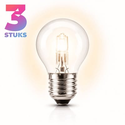 3x Kogel Halogeenlamp E27 - 52W - Warm Wit Licht (2700K) - 820 lm - 2 jaar - Dimbaar