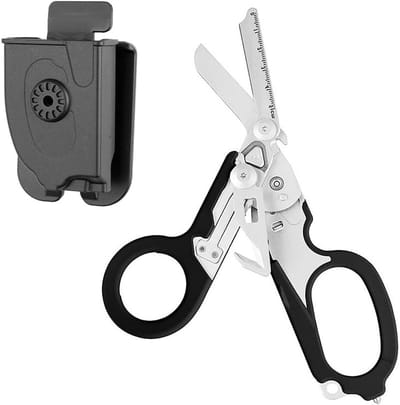 Multifunctionele Scharen 6-in-1 voor Noodhulp, Inclusief Holster, Riemsnijder en Glasbreker