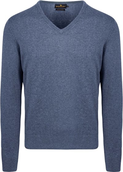 Trui Cashmere V-hals Kobaltblauw - Maat L - Heren - Pullovers