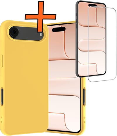 Hoes - Met Screenprotector - Geschikt voor Apple iPhone Air - Sterk & Shockproof - Back Cover - Siliconen Case - Telefoon Hoes - Geel