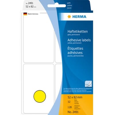 HERMA Vielzwecketiketten geel 52x82 mm Papier mat 128 St.
