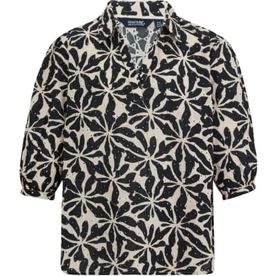 Damesblouse Nofino met 3/4 mouwen en open kraag