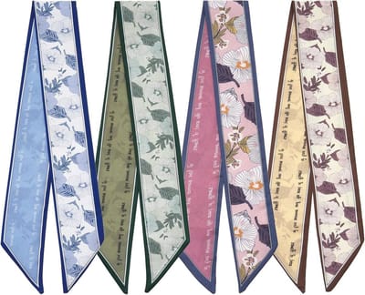 Set van 4 Pocket Sjaals van 86 cm - Smalle Twill Sjaals en Neckerchiefs als Modeaccessoires voor Vrouwen en Tas Hangers