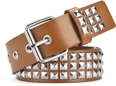 longziming -Stud Riem – Y2K Retro Riem Uniseks – Stoere Punk Rock Jeansriem – Duurzaam en Veelzijdig – Khaki