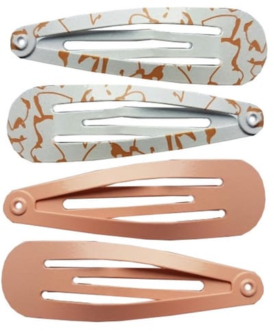 Haarsoires Haarspeld Klikklak 5cm - Fantasie Print Effen - Roze Wit - Set van 4 - Haarclip Speldjes - Makkelijk in Gebruik - Haaraccessoires voor Volwassenen & Kinderen - Hair Clip - Decoratieve Haaraccessoire
