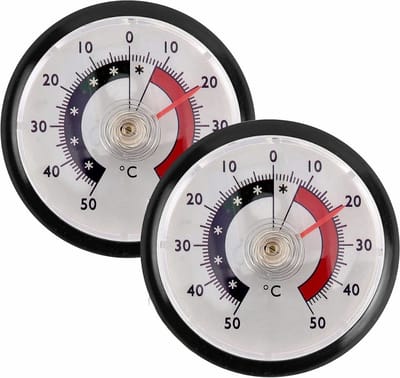 Thuys – Koelkast Thermometer – Analoog – Keukenthermometer – 6 x 6 x 1cm – Zwart