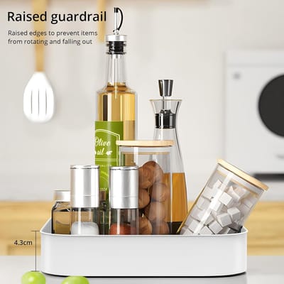 Famanu - 9 inch rechthoekige Lazy Susan draaitafel kast organisator, multifunctioneel kruidenrek voor keukenopslag en organisatie, draaiende kruiderijhouder, antislip roterende opbergrekken