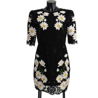 Dolce & Gabbana Vrouwen Zwart Gebloemde Kanten Sicilië Jurk