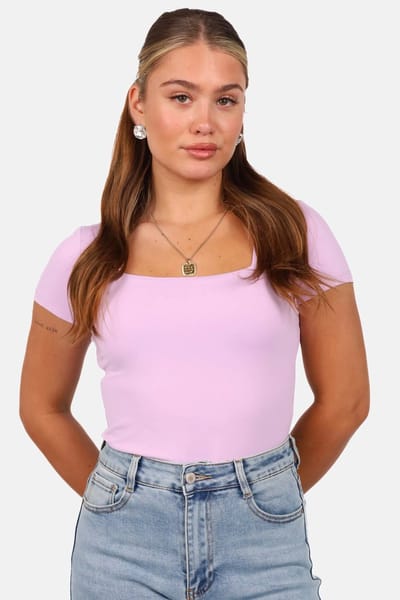 Getdrezzed Body - Maat: L - T shirt met vierkante hals lila