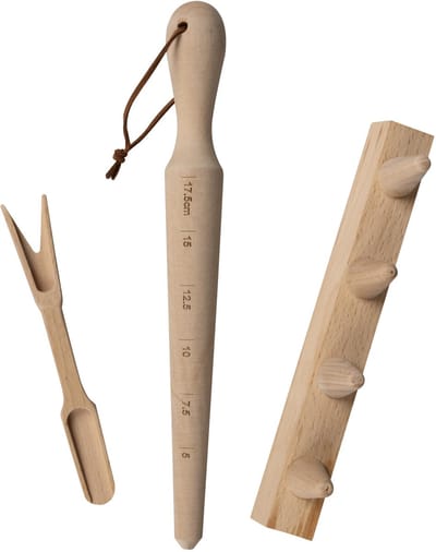Kweekgereedschapsset, 3-delig, plantenset voor bloembollen, zaadplantenset, plantgereedschap voor tuinbedden en verhoogde bedden, inclusief plantenhout, pikeerlijst en prikvork, beukenhout