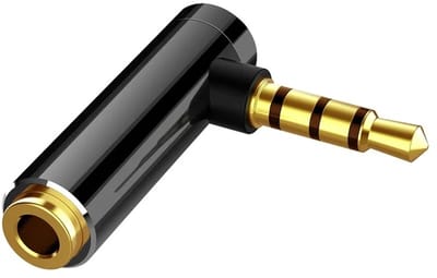 DrPhone AngleFlex 90 – 3.5mm Haakse Audio Adapter Verlengkabel 4-Pins AUX Jack Vrouw naar Man – Headset Converter