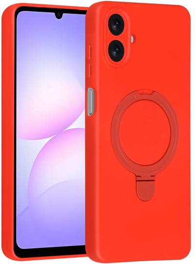 Backcover Hoesje Geschikt voor: Samsung Galaxy A07 Volledig Dekkende Schokbestendige Siliconen Backcover met Ringstandaard – 360° Bescherming - Classic Red