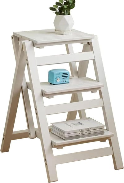 Opvouwbare Houten Kruk - Opstapje Ladder - Huishoudelijke Klusjes - Massief Hout - 3 Treden - Niet gespecificeerd