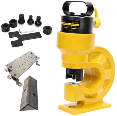 Hydraulische Gatenpons - Metaal pons tool - Plaatwerk perforeren - 4 Maten Stansvormen - 31 Ton - Zwart