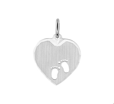 Zilver Gerhodineerde Hanger hart en voetjes poli/mat 1324206