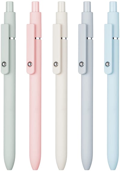 Set van 5 Gelpennen – 0,5 mm Fijne Punt – Zwarte Inkt – Comfortabele Siliconen Grip – Schrijfpennen voor School, Kantoor & Notities