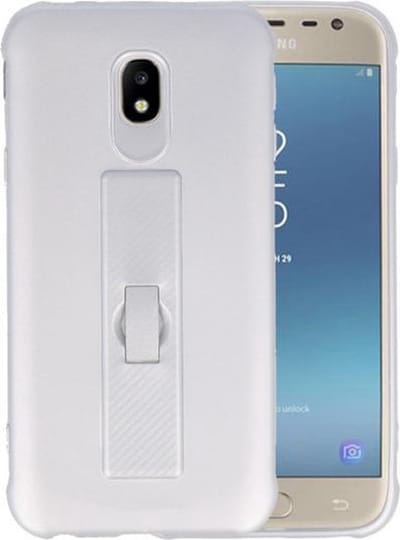 Zilver Carbon serie Zacht Case hoesje voor Samsung Galaxy J3 2017