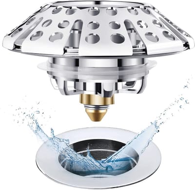 Universele Badstopper met Pop-up Haarvanger - Afvoerdeksel met Dubbele Filtratie