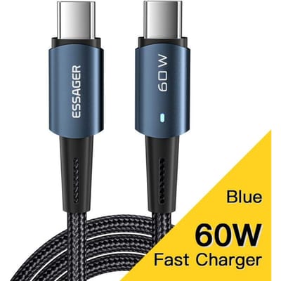 Essager PD100W 60W USB Type C naar USB C-kabelsnoer Snelle oplader QC 4.0 Draad voor Xiaomi Poco Laptop Samsung Huawei Telefoon opladen