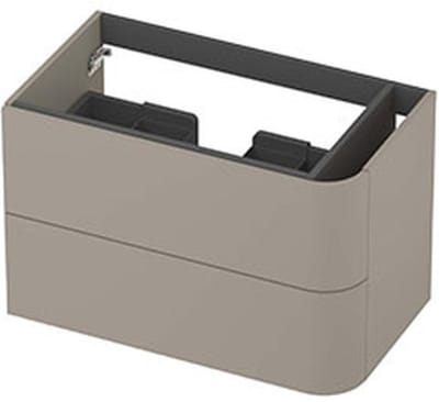 INK - Rechts Afgeronde Onderkast Gelakt 2 Laden Softclose Tbv Grepen - 800x450x520 Mm - Mat Creme Cotton