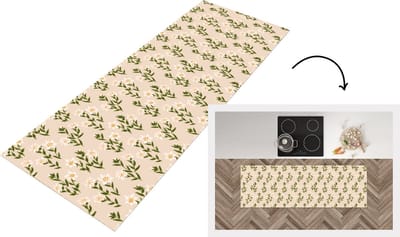 Keukenloper - Loper keuken - Edelweiss - Bloemen - Patroon - 150x50 cm - Keukenloper vinyl