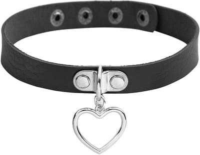 Dailygoods - Punk Rock Choker Dames met Hart Hanger - Verstelbare Leren Halsband