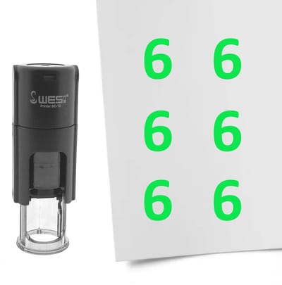CombiCraft Stempel Getal 6 10mm rond groene inkt - per 1 stuk