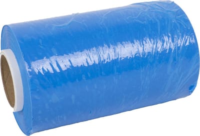 Kortpack - Mini-Stretchfolie 23my dik x 12.5cm breed x 150mtr lang - Inclusief Foliedispenser - Blauw - 24 Rollen - Bundelfolie - Minirollen - (005.0109)