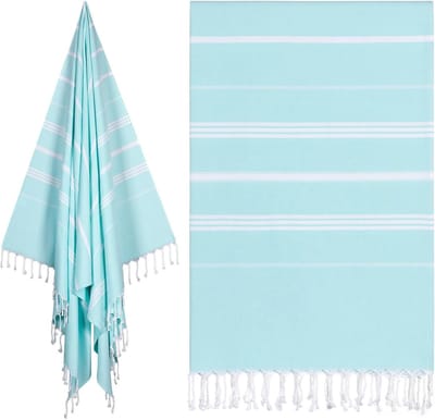 SnelShoppen - Oversized Turkse Strandhanddoek 100x178cm - Sneldrogend, Zandvrij, Lichtgewicht Reishanddoek voor Volwassenen - Aqua Kleur, Perfect voor