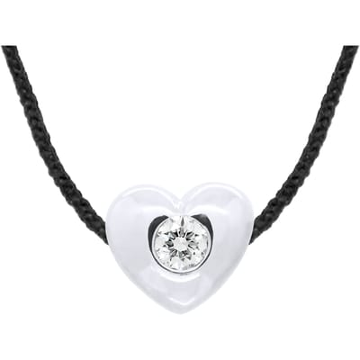 Diamond Necklace COEUR 0.050 CTS Nylon Black 925