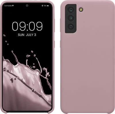kwmobile telefoonhoesje geschikt voor Samsung Galaxy S21 Plus - Hoesje met siliconen coating - Smartphone case in licht oudroze