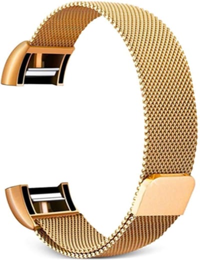 Milanees bandje - geschikt voor Fitbit Charge 2 - maat S/M - goud