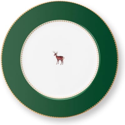 Pip Studio Love Birds Dark Green Hert Ontbijtbord ⌀21cm Porselein Donkergroen met Hertje