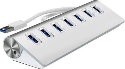 DrPhone Xtreme5 - USB 3.0 Hub – 7 Poorten – Aluminium – 5 Gbps – Plug & Play – Geschikt voor Laptop, PC, HDD, Muis, USB - Zilver
