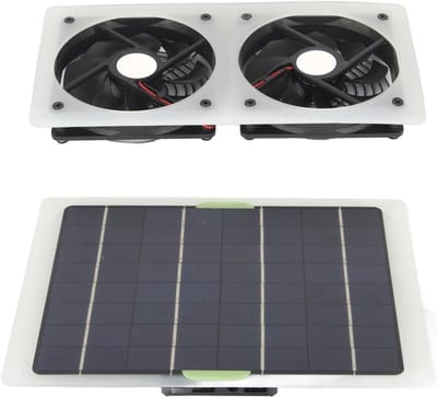 Zonnepaneel Ventilatorkit - Solar Fan Set - Temperatuur Reguleren - Waterdicht Ontwerp - 46 x 21 x 4 cm - Zwart