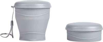 Opvouwbare Siliconen Drinkbeker 180ml - Inklapbare Reisbeker & Camping Mok met Deksel - Outdoor Beker voor Reizen & Wandelen - Grijs
