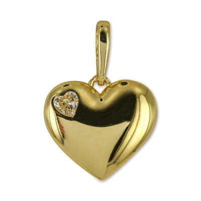 Cadeau voor haar New Bling 9NBSAM-G210511 Gouden hanger - Dames - Hartje - Zirkonia - 8,8 x 9,4 mm - 14 Karaat - Goud