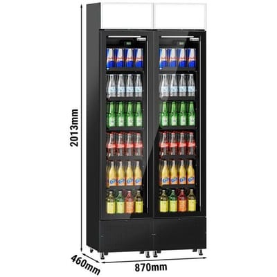 GGM Gastro (2 Stück) Getränkekühlschrank - 290 Liter - rahmenloses Design - mit 2 Glastüren & Werbedisplay