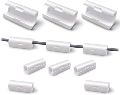 Kabelclips wit – ronde kabelhouders voor kabelbeheer op bureau, kantoor en thuis. (White - A - Small)