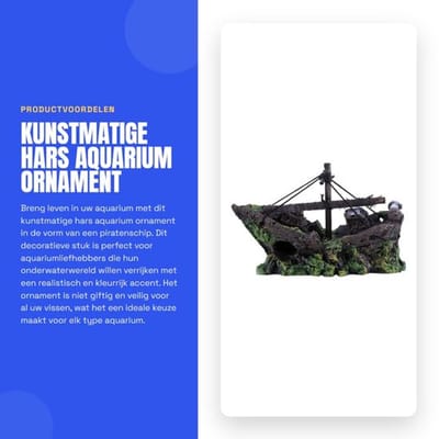 Aquarium Ornament Piratenschip - Kunsthars Decor - Niet Giftig - Veilig voor Vissen - Landschapsarchitectuur - Kleurrijk en Levendig - Aquariumdecoratie