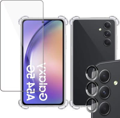 Hoesje geschikt voor Samsung A54 Shockproof + Screenprotector + Camera Beschermglas – Gehard Glas Cover