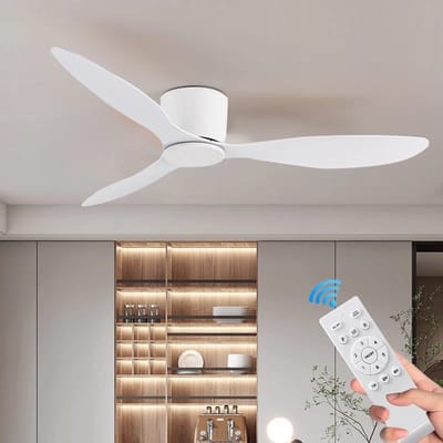 Kioki Plafondventilator - 106cm - Afstandsbediening + App besturing - Plafond Ventilator - Wit - Slaapkamer - Timer - 6 standen - Plafonniere