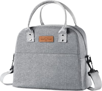 (Schouderband - grijs) Geïsoleerde lunchtas voor vrouwen en mannen - Waterdichte Oxford-doek lunchbox-draagtas Ingebouwde aluminiumfolie Houdt warme/koele lunchtassen voor reizen, buiten, kantoor, picknick-Isolatie - Handvat Riem - Koeltas - Lunch B