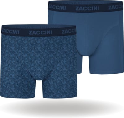 Zaccini Cotton Stretch Boxershorts - Blauw - 2 stuks - Heren onderbroeken - Boxer - 95% Katoen - Maat S