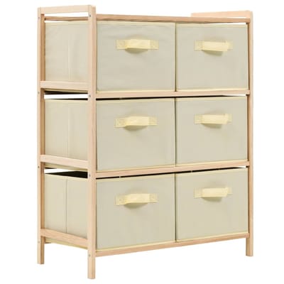 vidaXL - Opbergmeubel - met - 6 - stoffen - manden - cederhout - beige